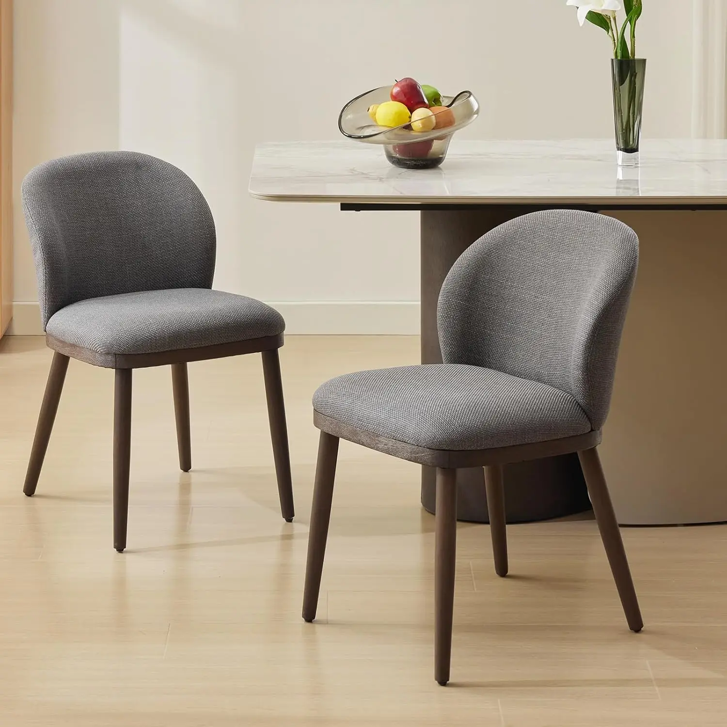 Ensemble de 2 chaises de salle à manger, chaises de cuisine modernes rembourrées avec support dorsal ergonomique, capacité de 265 lb, chaises de salle à manger avec pieds en bois pour cuisine, salle à manger, restaurant