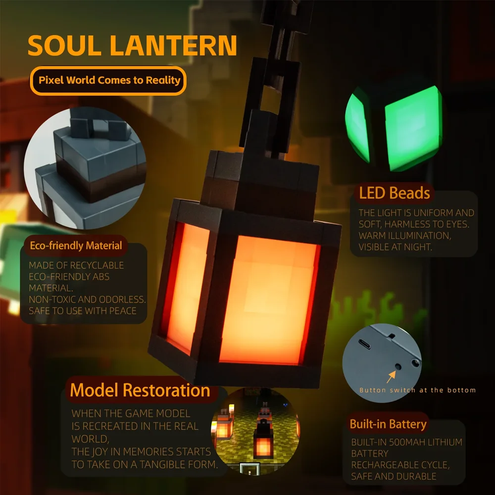 DIY Innendekor Pixel-Stil Nachtlicht Tragbare Tischlampe Desktop-Dekoration 16 Farben Laternenfest Atmosphärenlicht ZUHAUSE