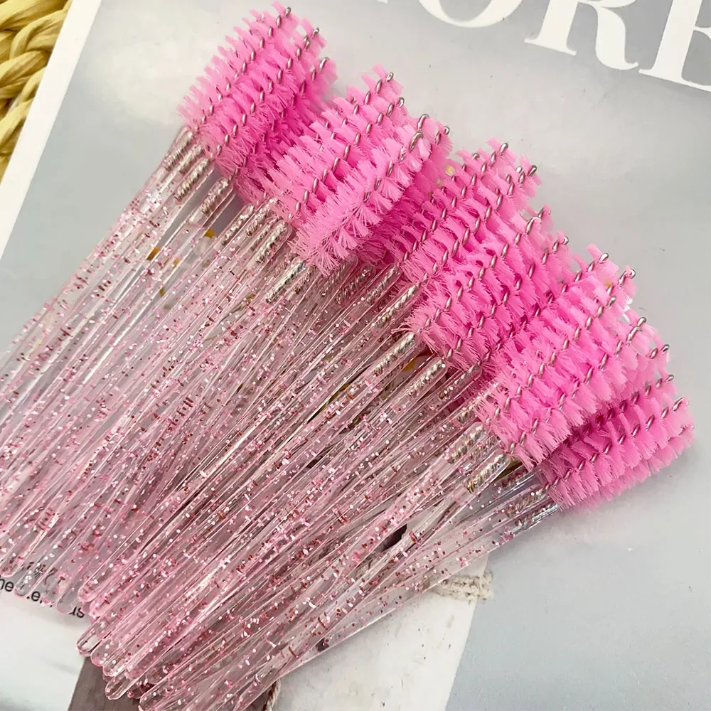 Brosse à cils en cristal de poulet, peigne, extension de cils, baguettes de mascara, maquillage professionnel, outil de beauté, 5 pièces, 50 pièces