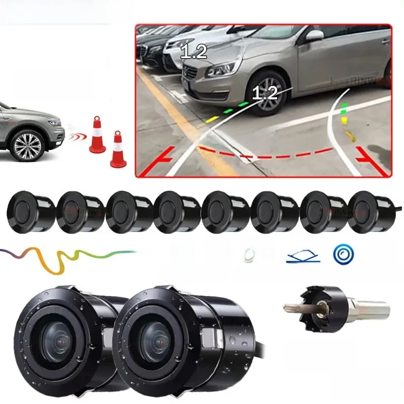 Inteligentny system Koorinwoo do samochodów Parktronic 4/6/8, dynamiczna kamera samochodowa, lusterko wsteczne, czujniki parkowania, kamery przednie, akcesoria samochodowe. — 2