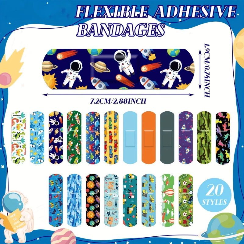 40/80pcs 20 Styles Kids Bandages Bulk Cute Cartoon Flexible Bandages Waterproof Breathable Bandages Strip Protect Cuts And Scrap image 3