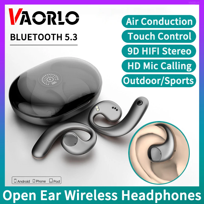 Air Conduction TWS Wireless Headphones Stereo Outdoor Sports Running Bluetooth 5.3 Earphones Ear-Hooks Noise Cancelling Headsets