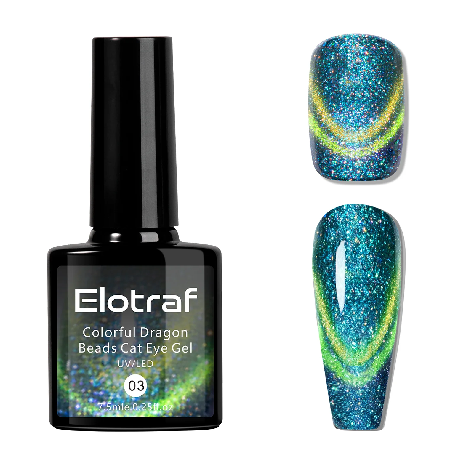 

Гель-лак Elotraf Cat Eye, 9D голографический эффект хамелеона и двойные волшебные цвета, УФ-отверждаемый, для профессионального использования в салонах