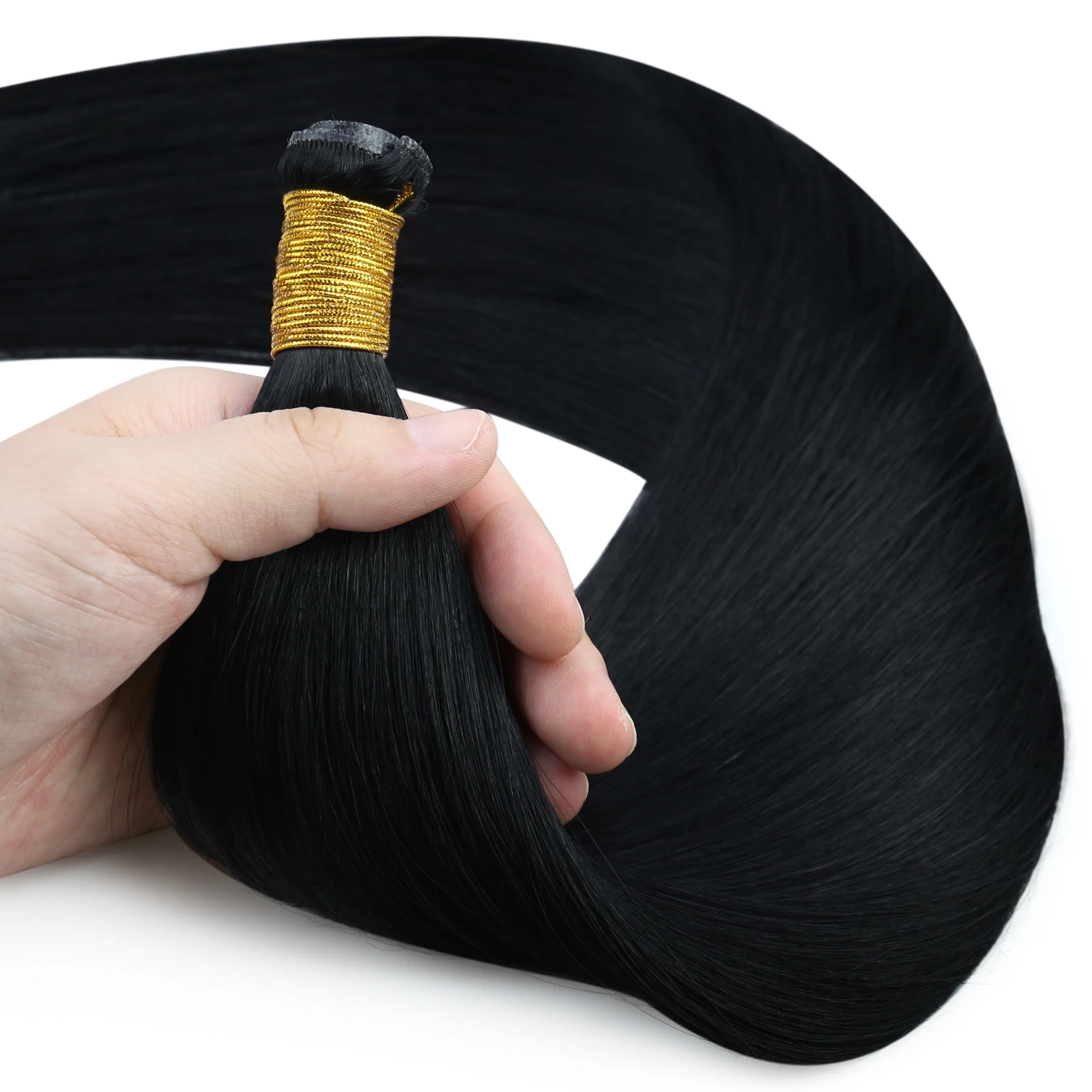 Moresoo عبقرية لحمة خياطة في ملحقات اليد تعادل لحمة وصلات شعر شعر الإنسان ريمي للنساء 16-22 بوصة رقيقة نسج الشعر #4