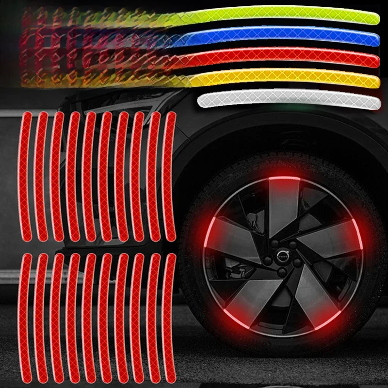 AliExpress NONE 20pcs Car Wheel Hub Reflective Sticker High Reflective Stripes Tape for Motorcycle Bicycle Car Wheel Decoration Luminous Strips