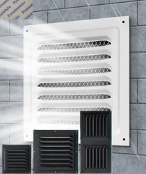 2Pcs Aluminum Square HAVC Cover Vent Grille Insect Mesh Rain-Proof Black White Painted