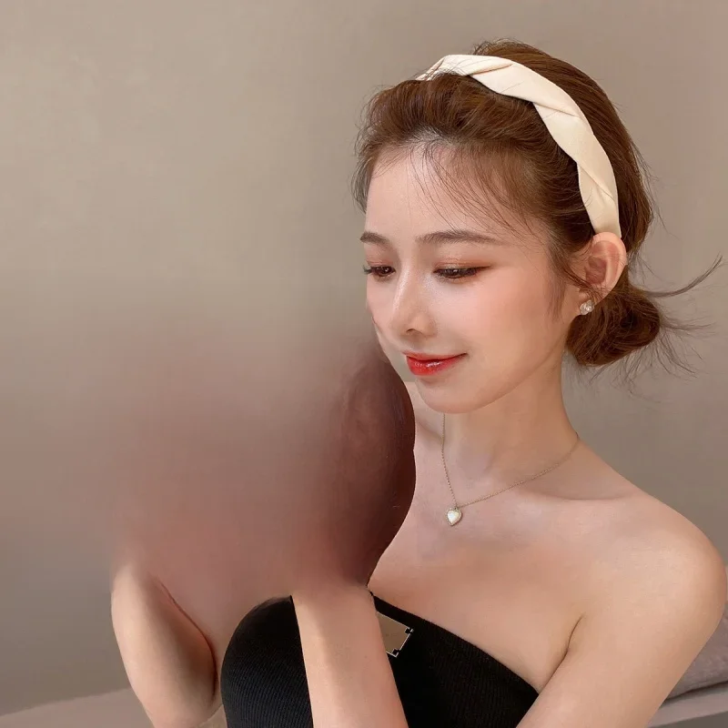 Bandeau torsadé rétro à large bord pour femmes, élégant, lavage du visage, accessoires de cheveux pour filles