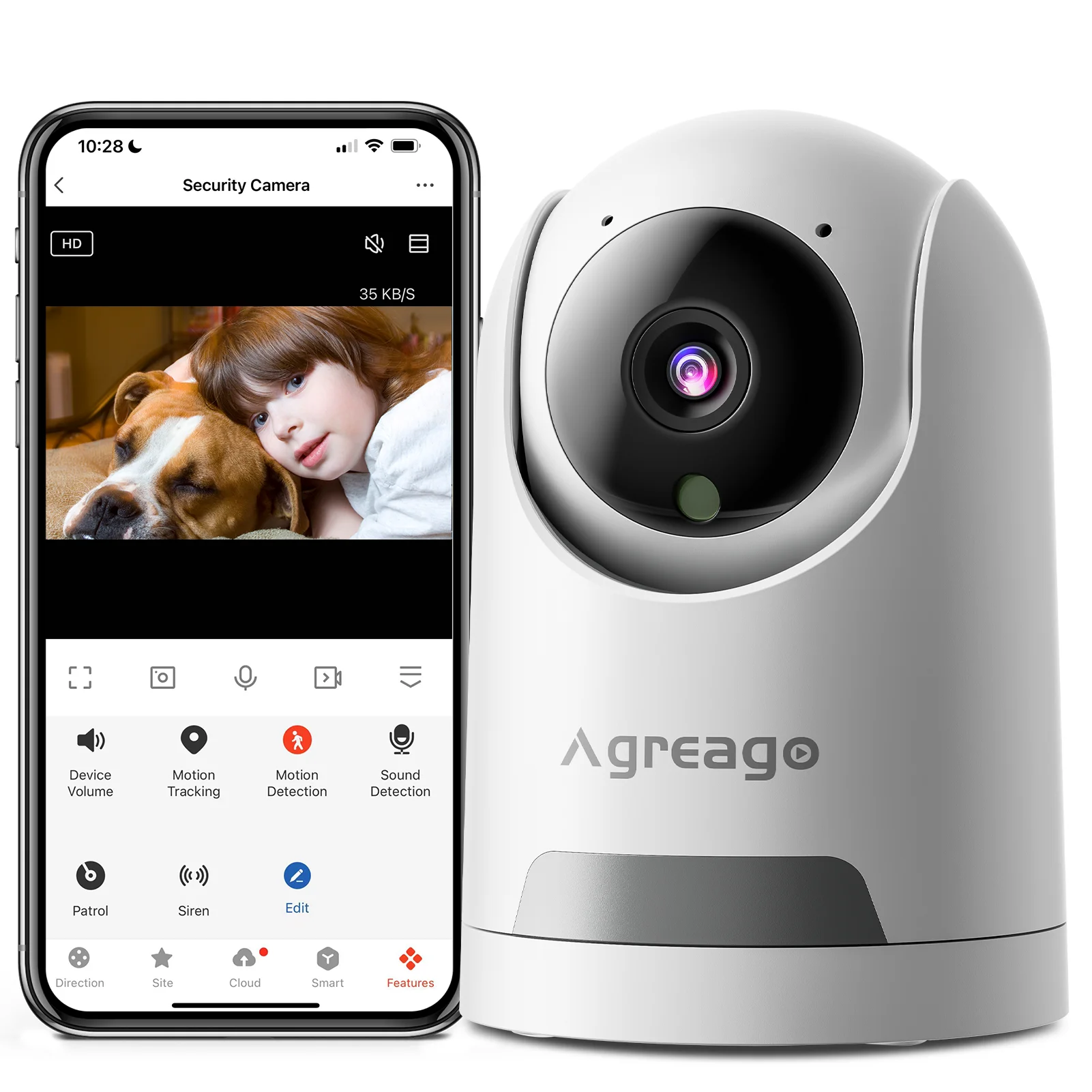 

2.5K HD Indoor Security Camera with Auto-Tracking Color Night Vision Two-Way Talk App Control Home Safety Camera