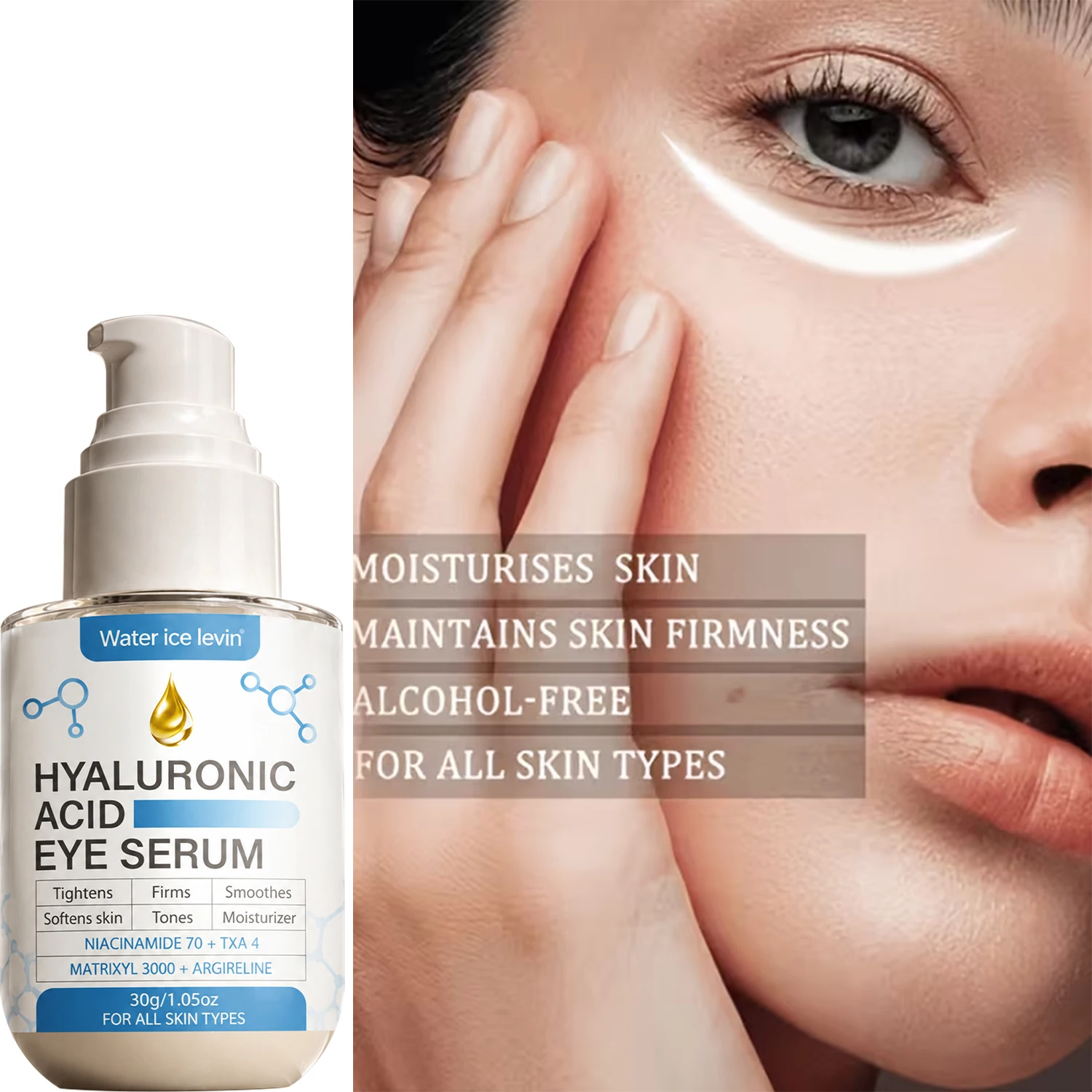 Water ice levin Hyaluronic Acid Eye Serum 30g Niacinamide TXA Matrixyl Argireline Moisturizing Nourishing Eye Care