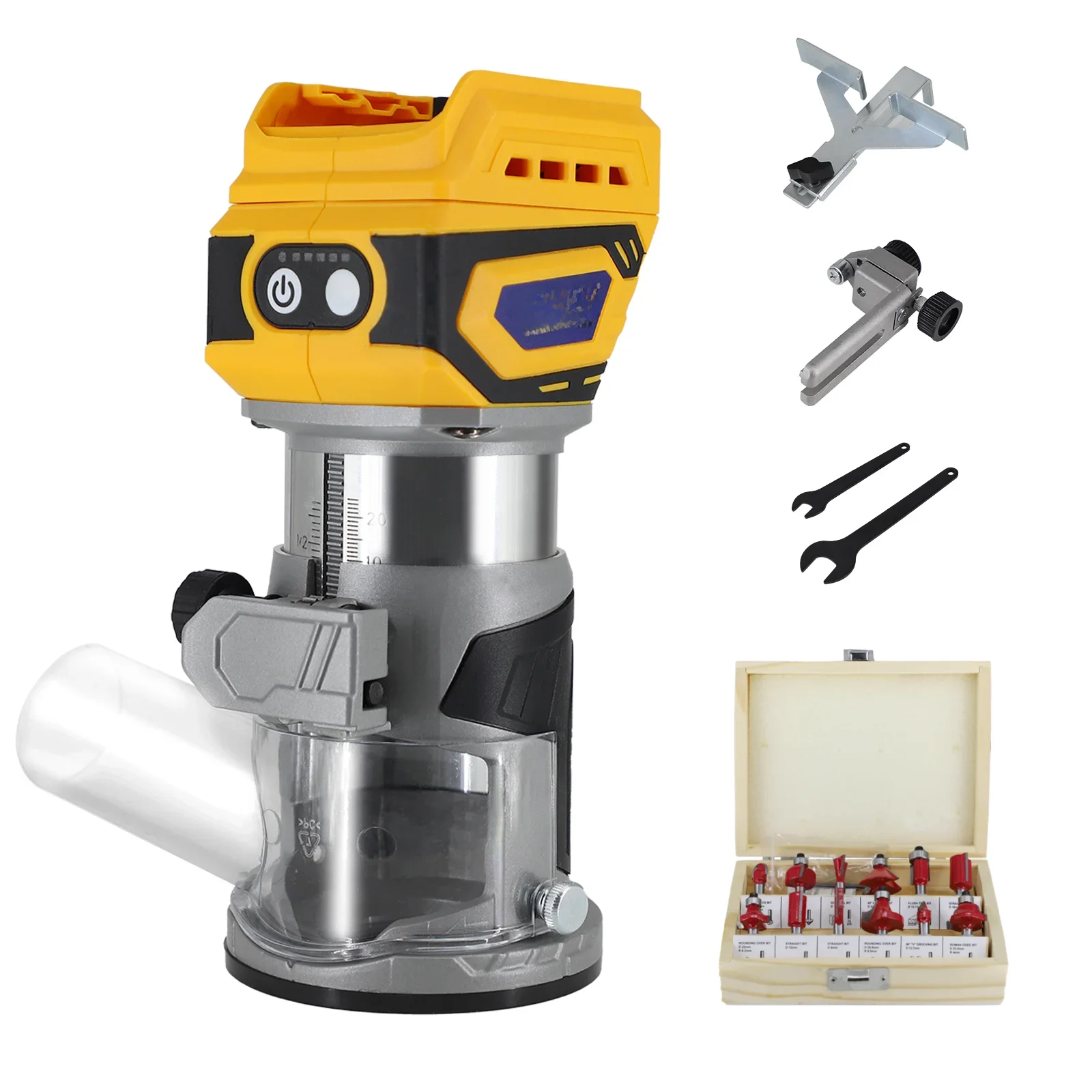 Mellif Cordless Compact Router, Brushless Palm Router Wood Trimmer Tool Compatible with Dewalt 18V 20V MAX Battery(TOOL ONLY)