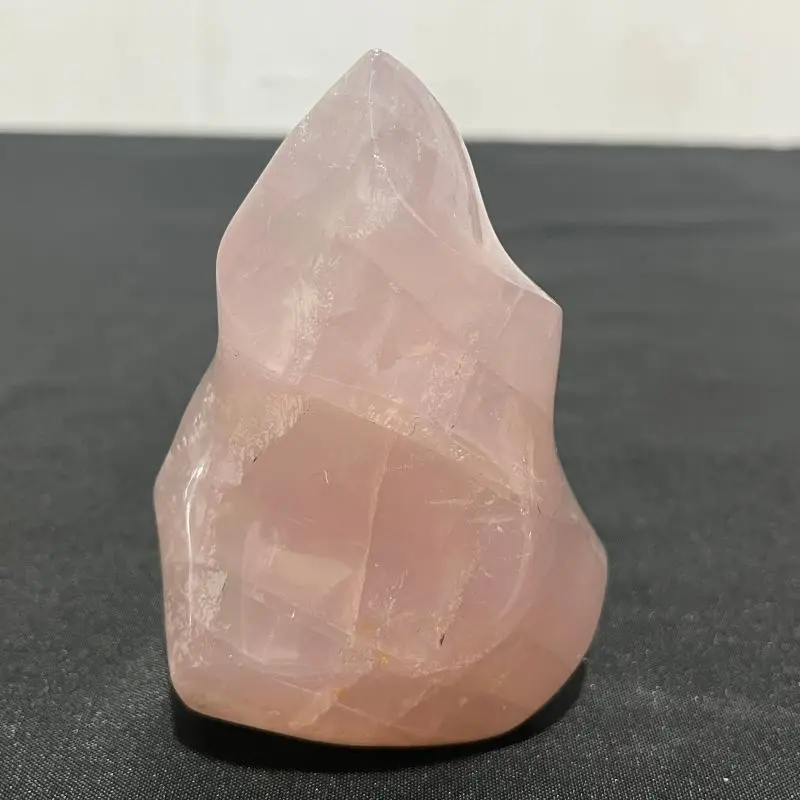 Rose Quartz Flame Tower Crystal Natural Pink Quartz Hand-Carved Flame Shape for Meditation Healing and Home Décor