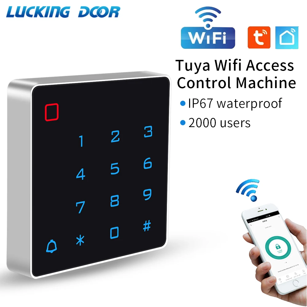 Standalone WIFI Tuya Smart Life App Backlit Door Access Control Keypad EM Access Controller RFID Card Wiegand Reader 2000Users