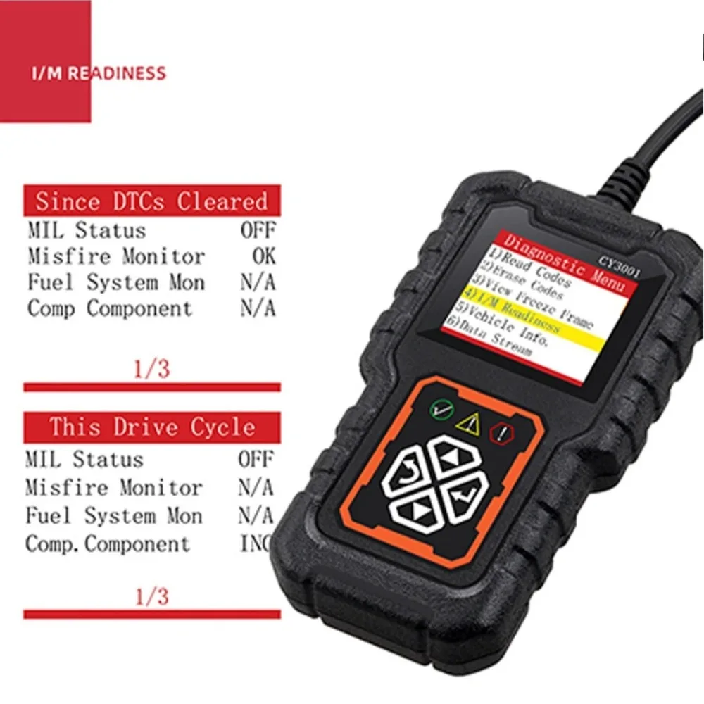 CY3001 OBD2 Car Scanner - Engine Fault Code Reader and CAN Diagnostic Scan Tool For all OBD II protocol vehicles since 1996