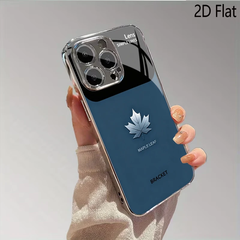 PROTECT Silver Maple Lens Frame for iPhone 17/16e/16/15/14/13/12/Max/11/Pro/Plus Luxury Tempered Glass Protective Case