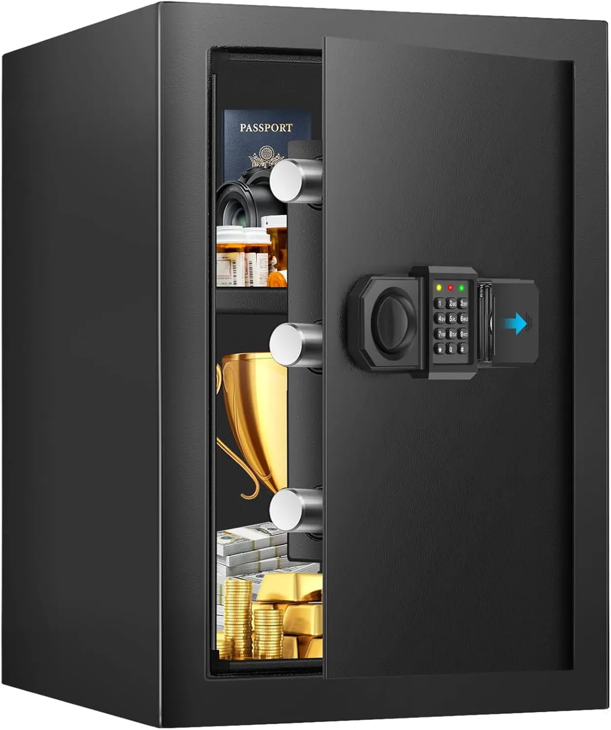 2.6 Cuft Fireproof Safe for Home Use, All Steel Fire Safe Box with Programmable Keypad, Backup Keys and Alarm System, Anti-Theft