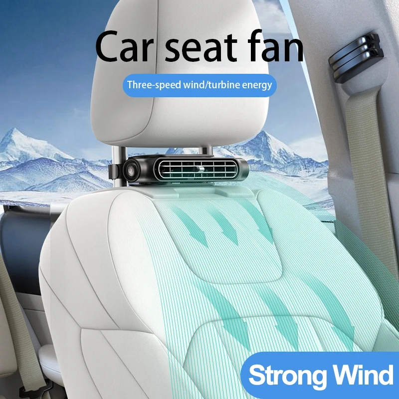 

Car Seat Fan Portable USB Plug and Play Powerful Mini Cooling Fan Strong Wind 3 Gears Heat Dissipation Back Seat Bladeless Fan
