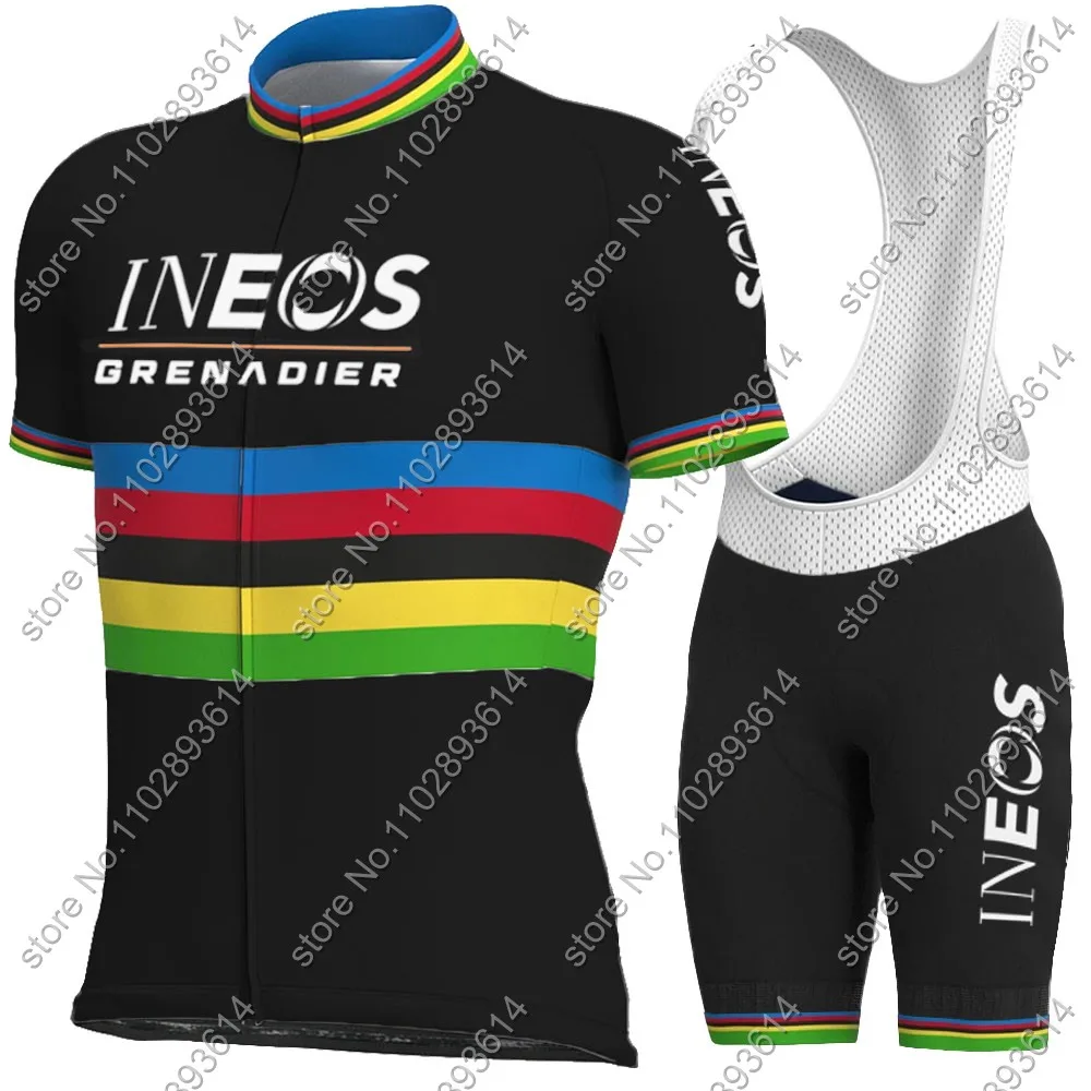 White Ineos Grenadier Team 2024 maglia da ciclismo Set Short World Champion abbigliamento camicie da bici tuta da bicicletta pantaloncini con