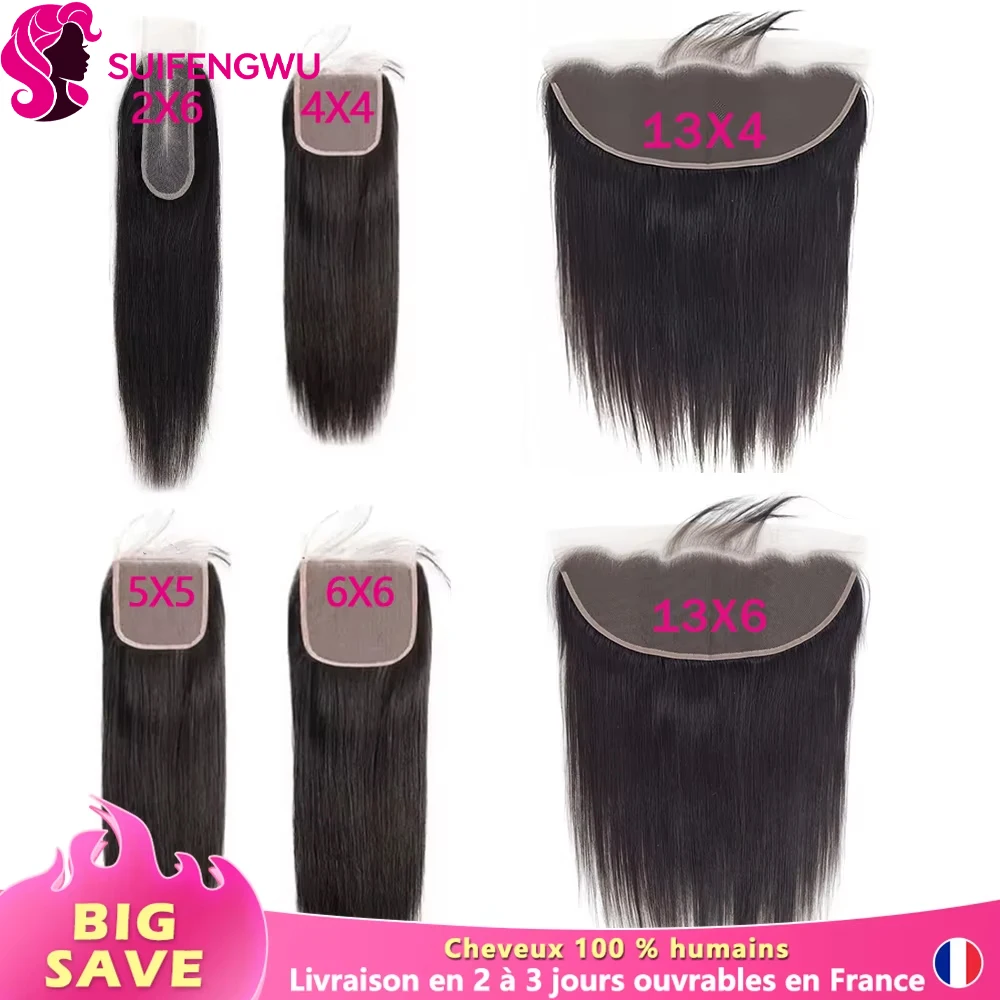 13X4 13X6 Transparent Dentelle Frontale Lace Frontal Hd 4X4 5X5 6X6 Closure Human Hair 100% Humain Pre-Plucked Natural Hair with Baby Hair 3-5 Days Delivery