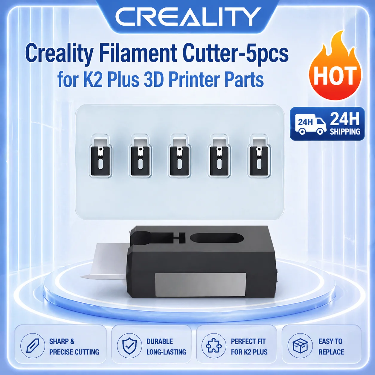 

Creality K2 Plus Filament Cutter-5Pcs Fast Cut-off High Durability Quick Replacement for K2 Plus 3D Printer Parts