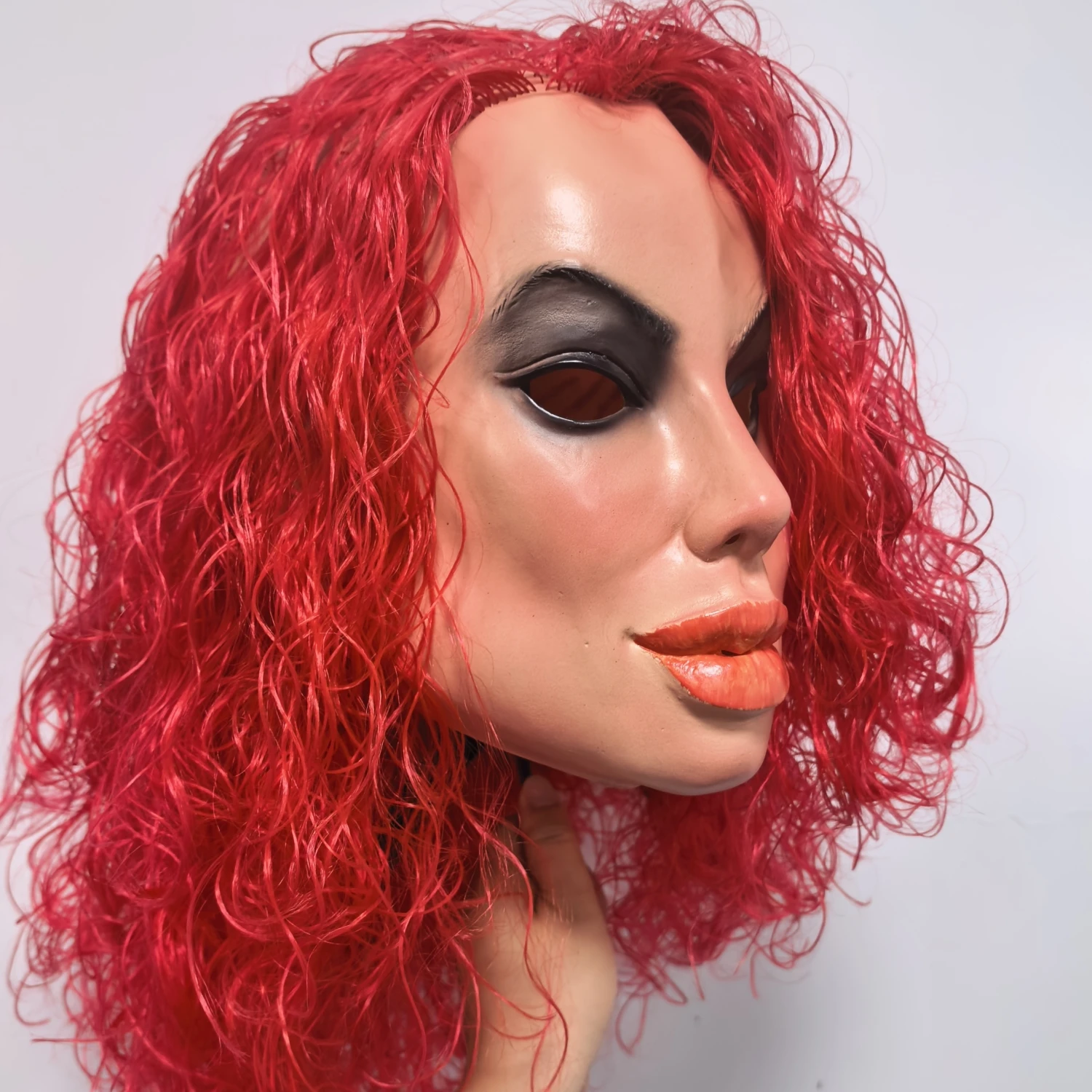 Unisxe Sexy Angelina Human Face Celebrity Mask Famous Actress Rubber Latex Realistic Young Girl Party Prop with Wig Accessory