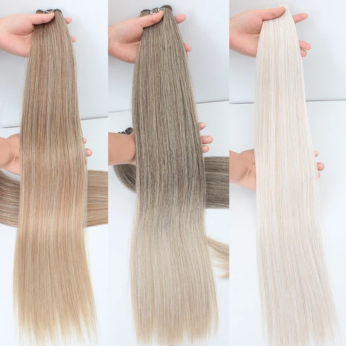 Extensión de cabello sintético biológico liso Rubio ombré para coser, 26 "", 200g, fibra resistente al calor, resaltado, cola de caballo, cabello trenzado para Cosplay