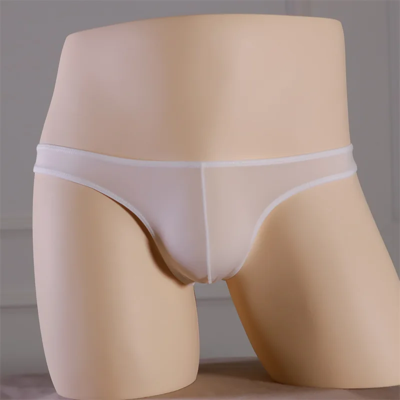 Homens sexy sedoso elástico shorts transparente ver através de cuecas roupa interior sem costura cintura baixa conforto ultra fino