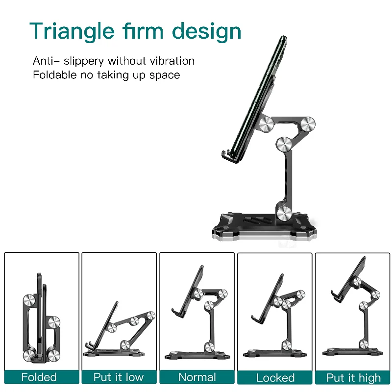 Aluminum Kitchen Desktop Phone Tablet PC Holder Stand Foldable Adjustable 5-13 inch Tablet Phone Desktop Mount for iPad Pro 12.9