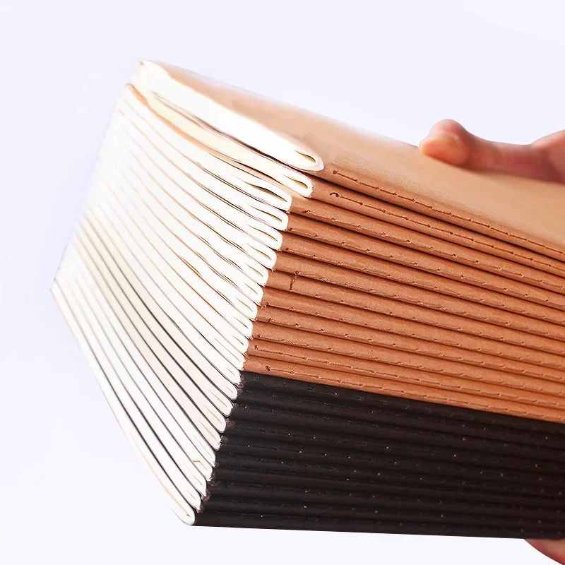 5 Stück A5 B5 A4 Notizbuch, 36 Blatt/72 Seiten/Buch, Kraftpapier und schwarzer Einband, Büro- und Lernnotizenbedarf QP-09