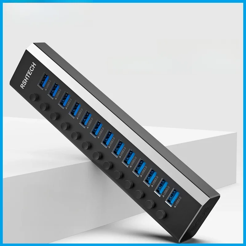 7/10/13/16 portów zasilany koncentrator USB aluminiowy koncentrator danych USB 3.0 z indywidualnymi przełącznikami włączania/wyłączania do laptopa MacBook Splitter — zdjęcie produktu 7