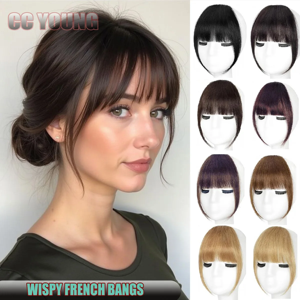 Wispy الفرنسية الإنسان الانفجارات كليب على الانفجارات الهوائية الخفيفة للنساء الاستخدام اليومي الأسود والبني والبورغ والأشقر اللون الانفجارات وصلات شعر