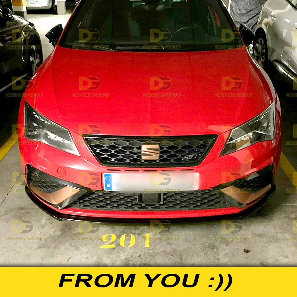 Seat Leon-alerón divisor delantero MK3 Facelift 2017 - 2020 Max V2, difusor trasero, cenefa, Piano, superficie negra brillante, Plástico