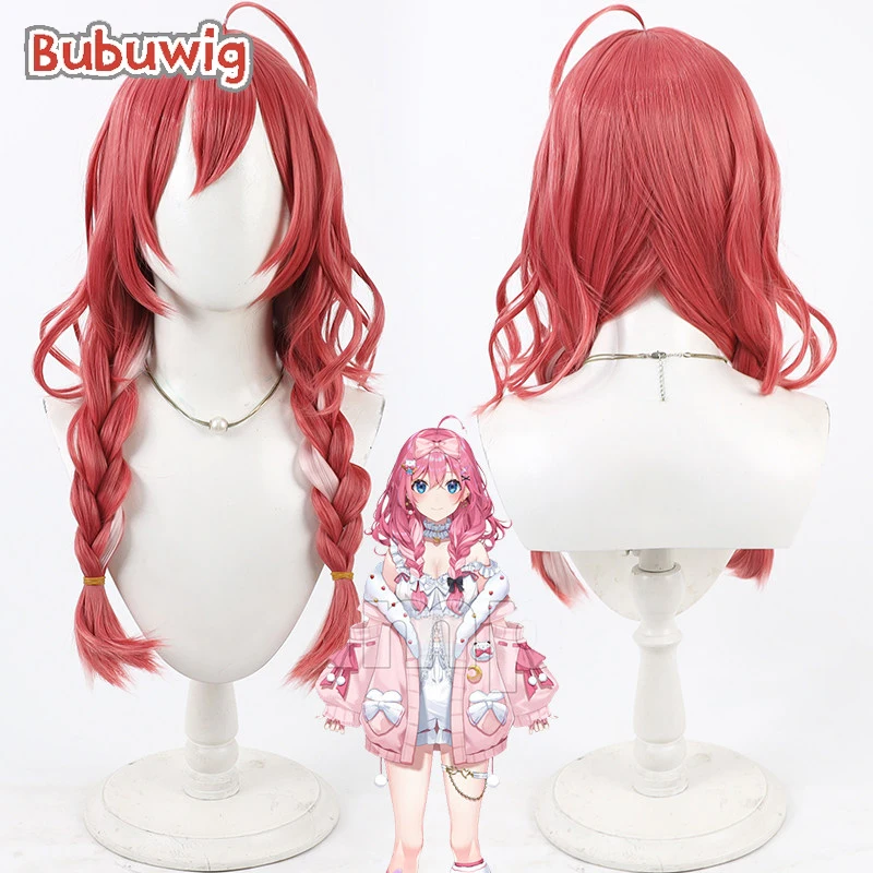 bubuwig-synthetic-hair-kuramochi-meruto-cosplay-wigs-anime-virtual-youtuber-60cm-long-red-mixed-pink-braided-wig-heat-resistant