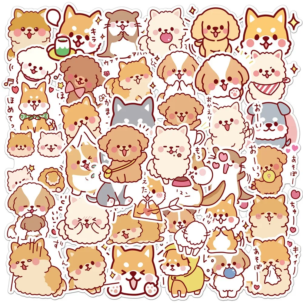 50 szt./zestaw Kawaii Puszyste Pieski Naklejki PVC Wodoodporne Śliczne Naklejki do Scrapbookingu DIY Dziennik Artykuły Papiernicze Prezent Dekoracja — zdjęcie 2