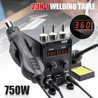 8586D Soldering Station 2 IN 1 Hot Air Gun 2 Digital Display Temperature Regulatingfor Welding Rework For SMD Repair Solder Iron