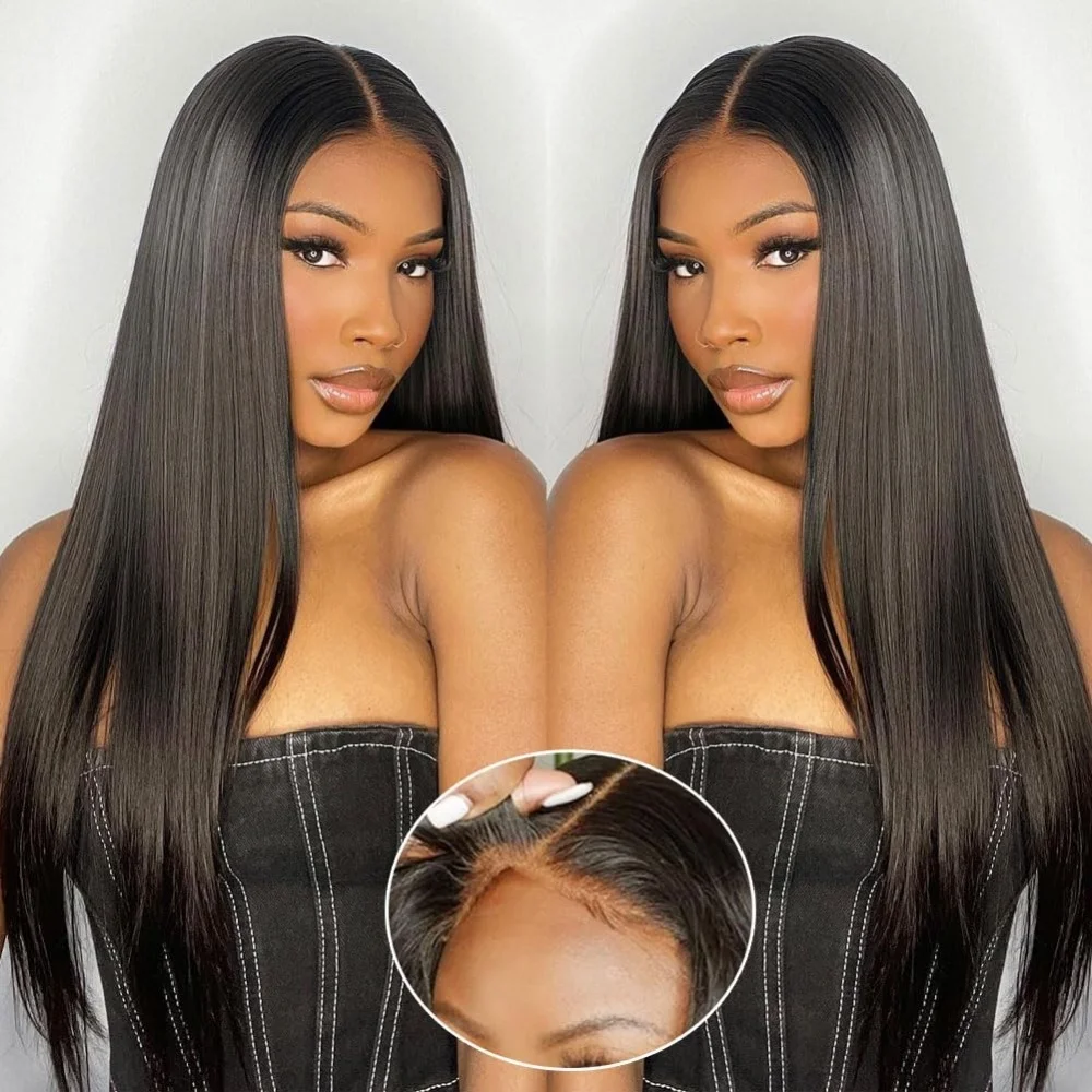 

5x5 HD Closure Lace Straight Wigs Human Hair 200 Density Wear and Go Glueless Wig Bone Straight Wigs Human Hair Pre Plucked Wig