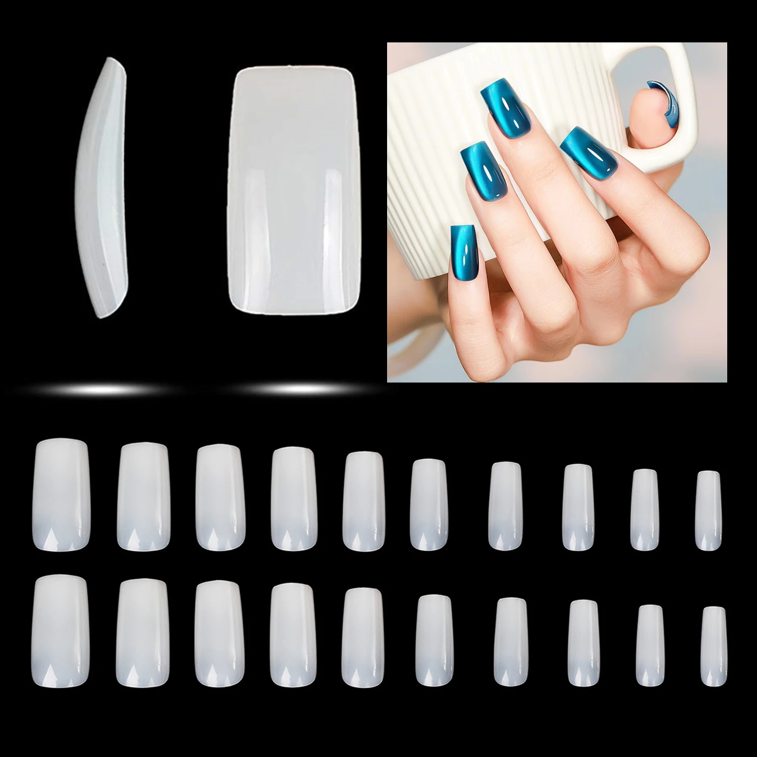 Makartt 500PCS Square Press on Nail Tips Full Cover False Nails for Gel Art Soak Off Nail Extensions Acrylic Nails