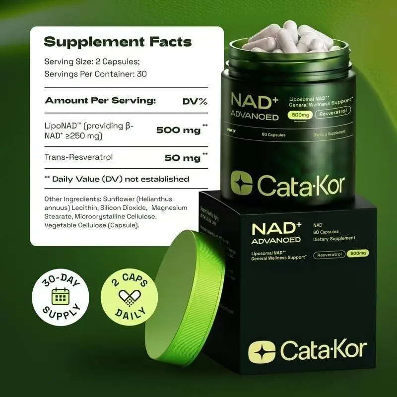 500mg NAD Plus Resveratrol Advanced Supplement Cellular Vitality Anti Aging 60ct
