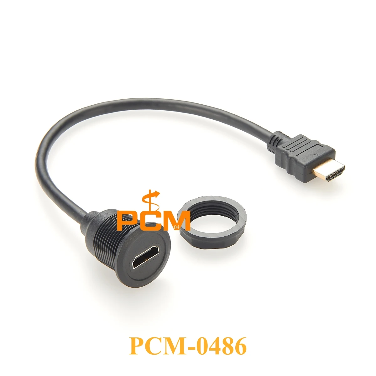 HD 2.0 Round Panel Mount Cable, HD Flush Mount Female to Male Adapter, HD 4K 2K 60Hz Video Panel Mount Cable for Dashboard