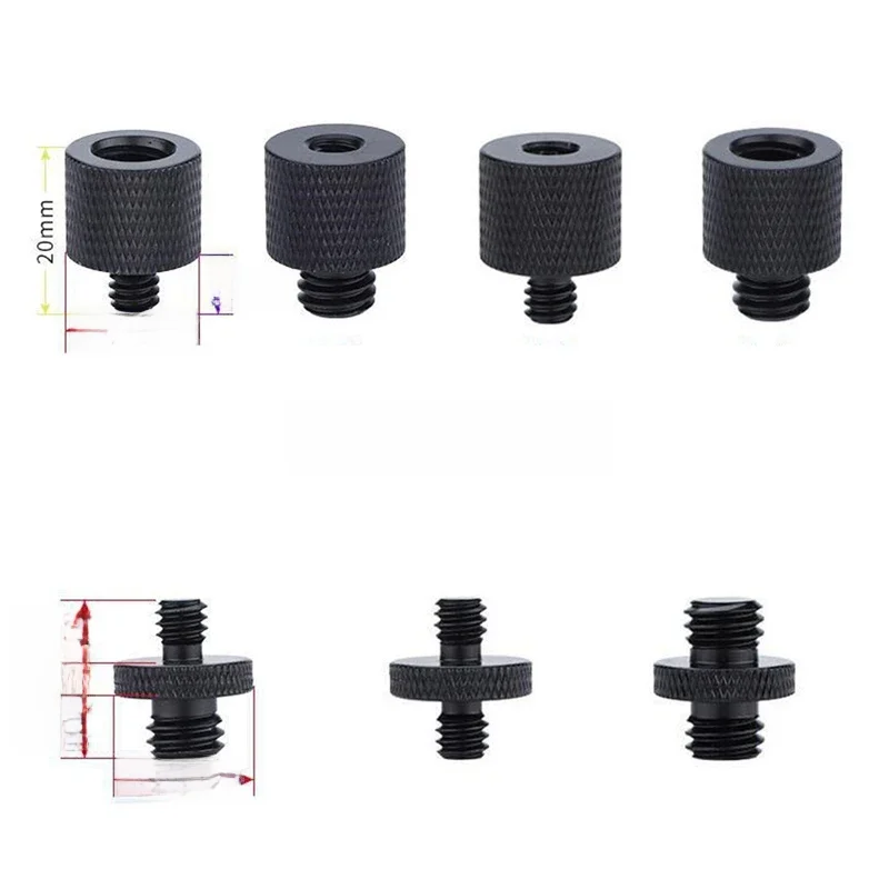 Czarny adapter do montażu śrubowego z gwintem męskim 1/4" do 3/8" z gwintem żeńskim do statywu do lampy błyskowej aparatu — zdjęcie 2