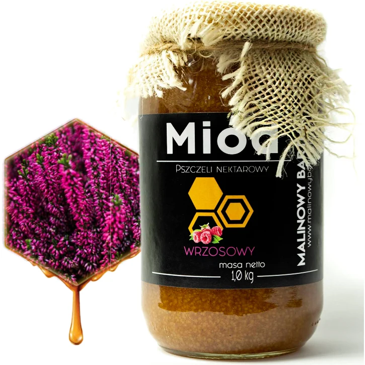 MIÓD WRZOSOWY NATURALNY PRAWDZIWY ŚWIEŻY Z PASIEKI NEKTAROWY SMACZNY 1KG