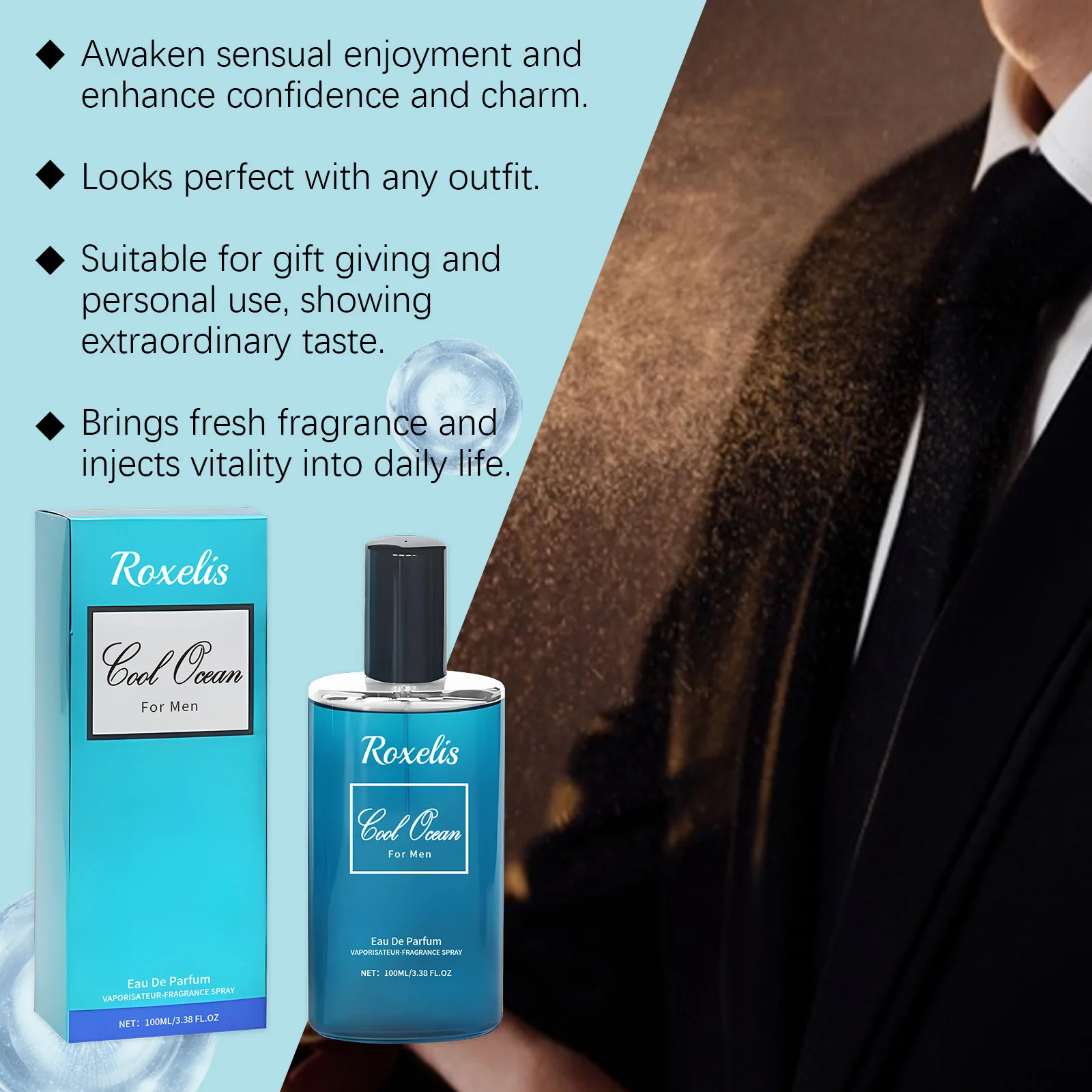 Roxelis 100ml Wooden Cologne Perfume Men Lasting Fragrance Dating Attract Fresh Body Hair Armpits Deodorant Pheromone Perfume