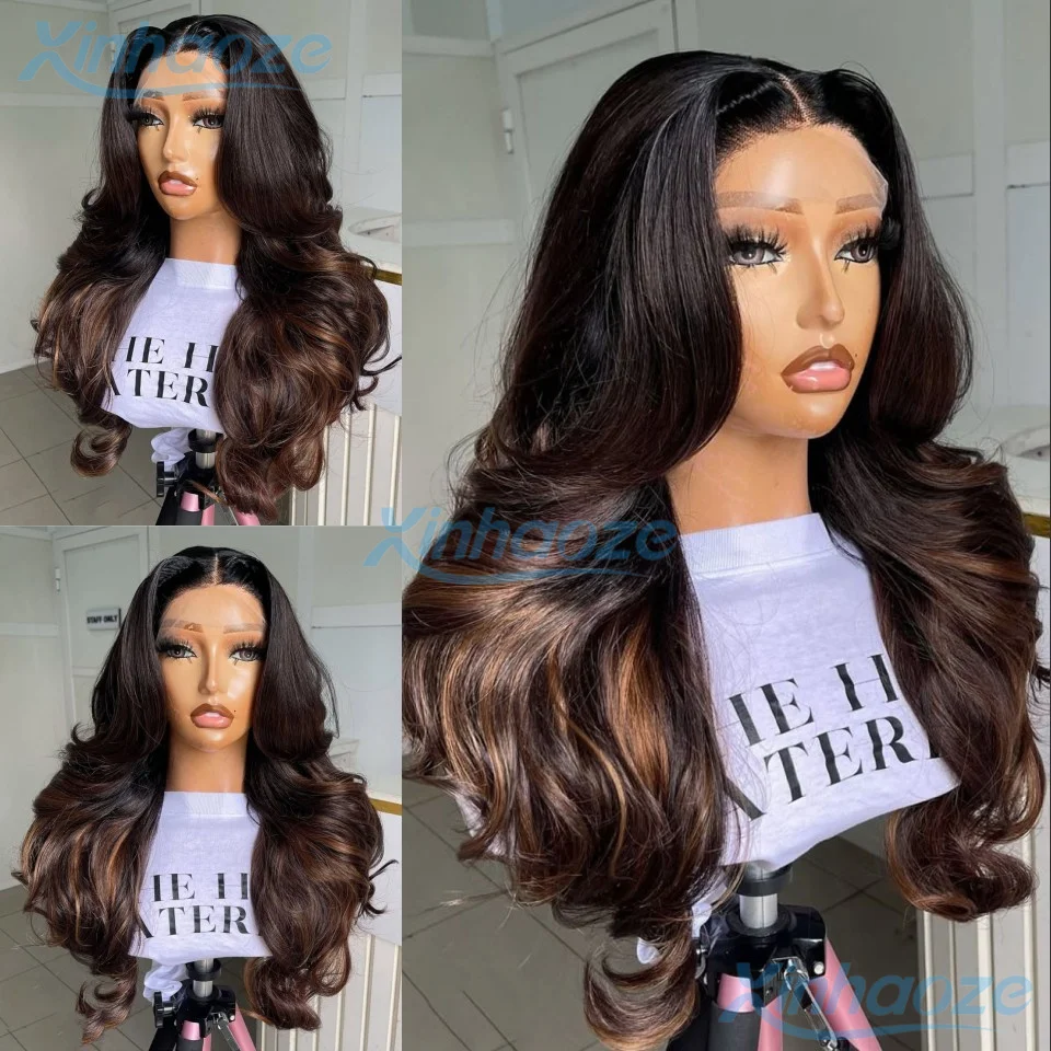 

Body Wavy #4/6 Highlight Human Hair Glueless 5x5 Silk Top Closure Wigs Pre Plucked Brazilian 13x4/360 Full Lace Wavy Wigs