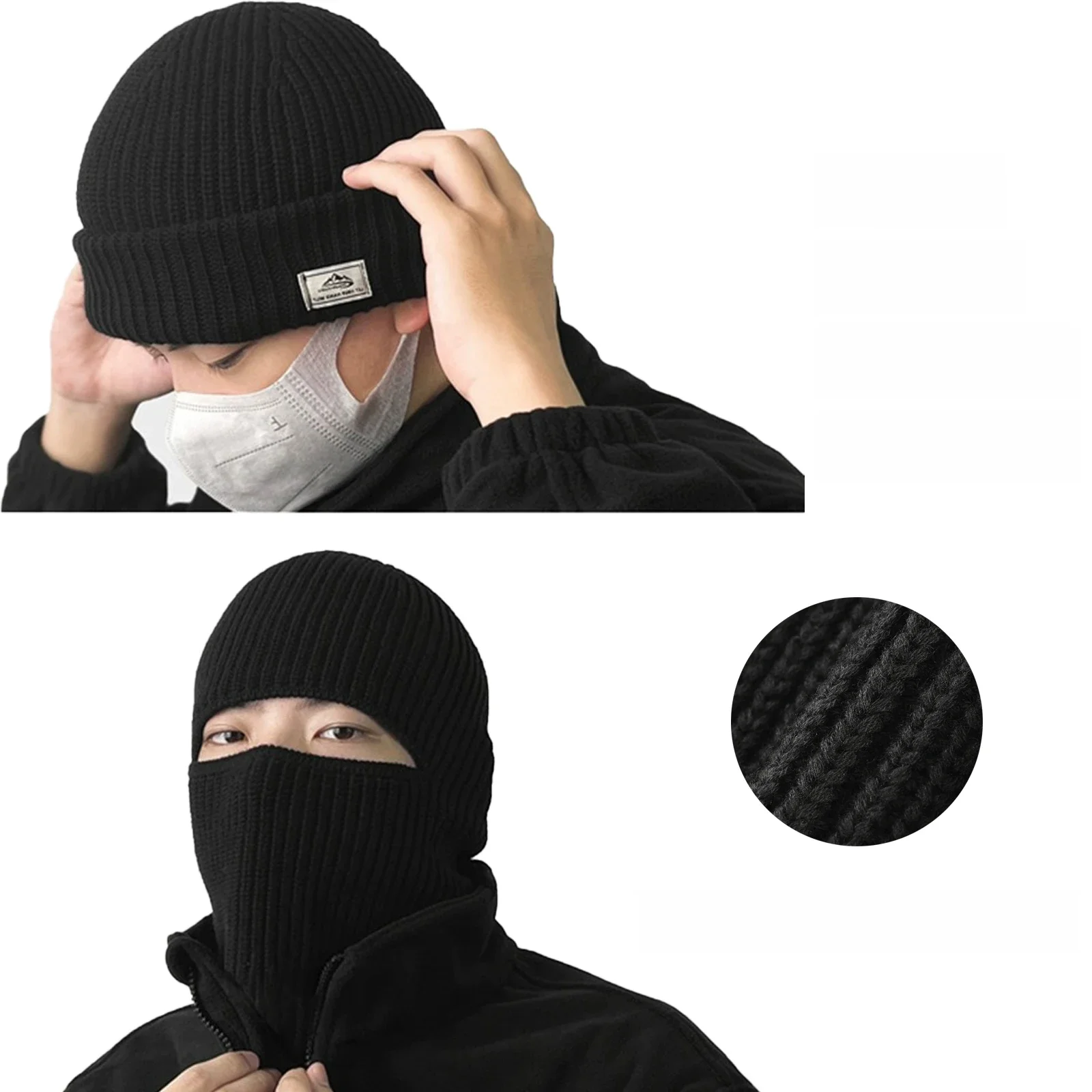 AliExpress 2023 New 2 In 1 Mask Beanies Men Winter Balaclava Hat Face Shield Ski Bonnet Tactical Cycling