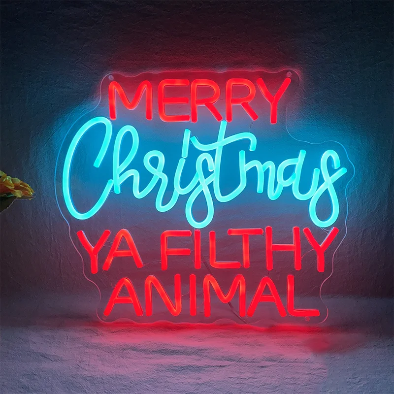 Merry Christmas Ya Filthy Animal Neon Sign Custom Santa Claus LED Neon Light Christmas Gift Xmas Gift Shop Store Home Bar Decor