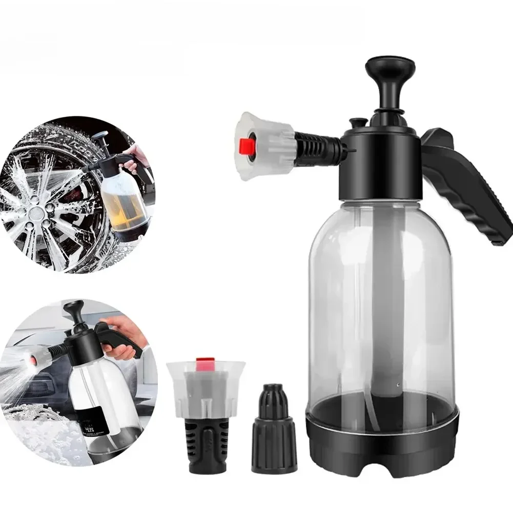 Pulvérisateur de mousse 2L pour lavage de voiture, arrosoir à mousse manuel, pulvérisateur à pression d'air, bouteille d'eau de désinfection en plastique, outils de nettoyage de voiture