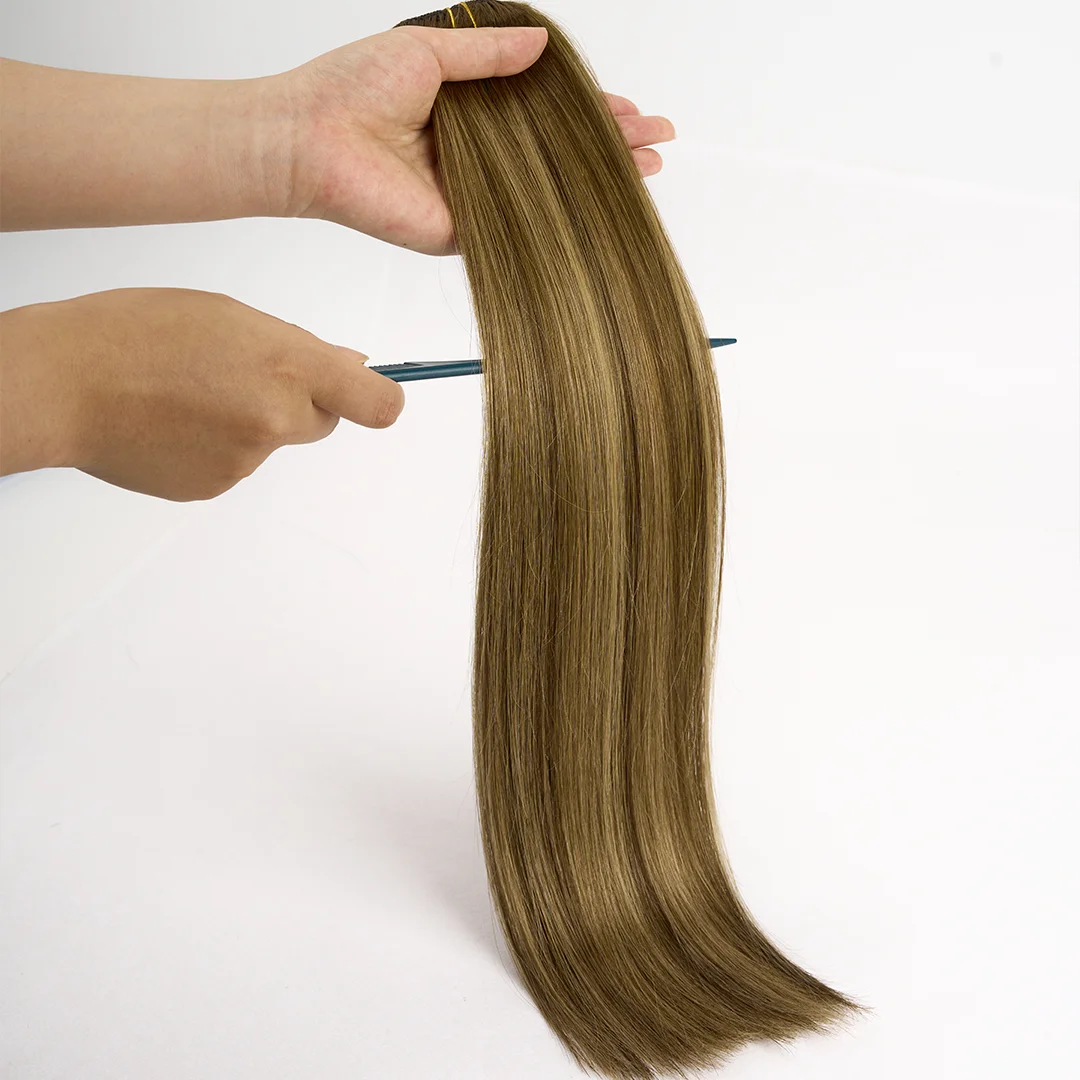 جديد كليب في وصلات شعر الشعر البشري 100% وصلات شعر ريمي طبيعية لحمة مزدوجة 7 قطع الشعر البشري زيادة حجم الشعر