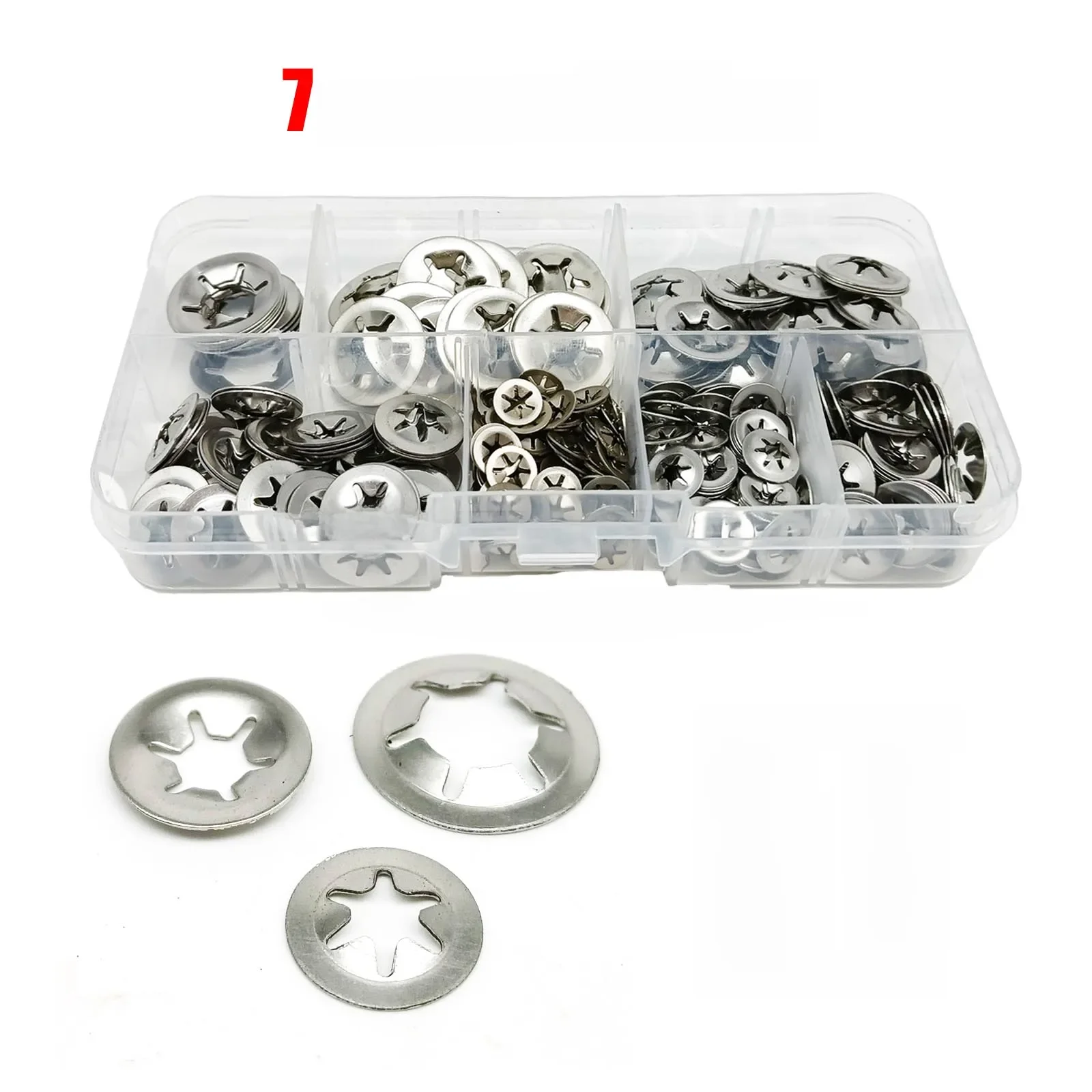 350 pièces M2.5-M10 Circlip externe auto-verrouillage Clip de retenue poussée sur roulement d'arbre Snap Ring rondelle Kit ensemble 304 acier inoxydable