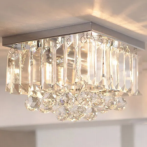 Plafonnier LED en Acier Inoxydable au Design Moderne, Luminaire Décoratif de Plafond, Idéal pour un Restaurant, une Salle à Manger ou une Chambre à Coucher, K9 Crystal G4