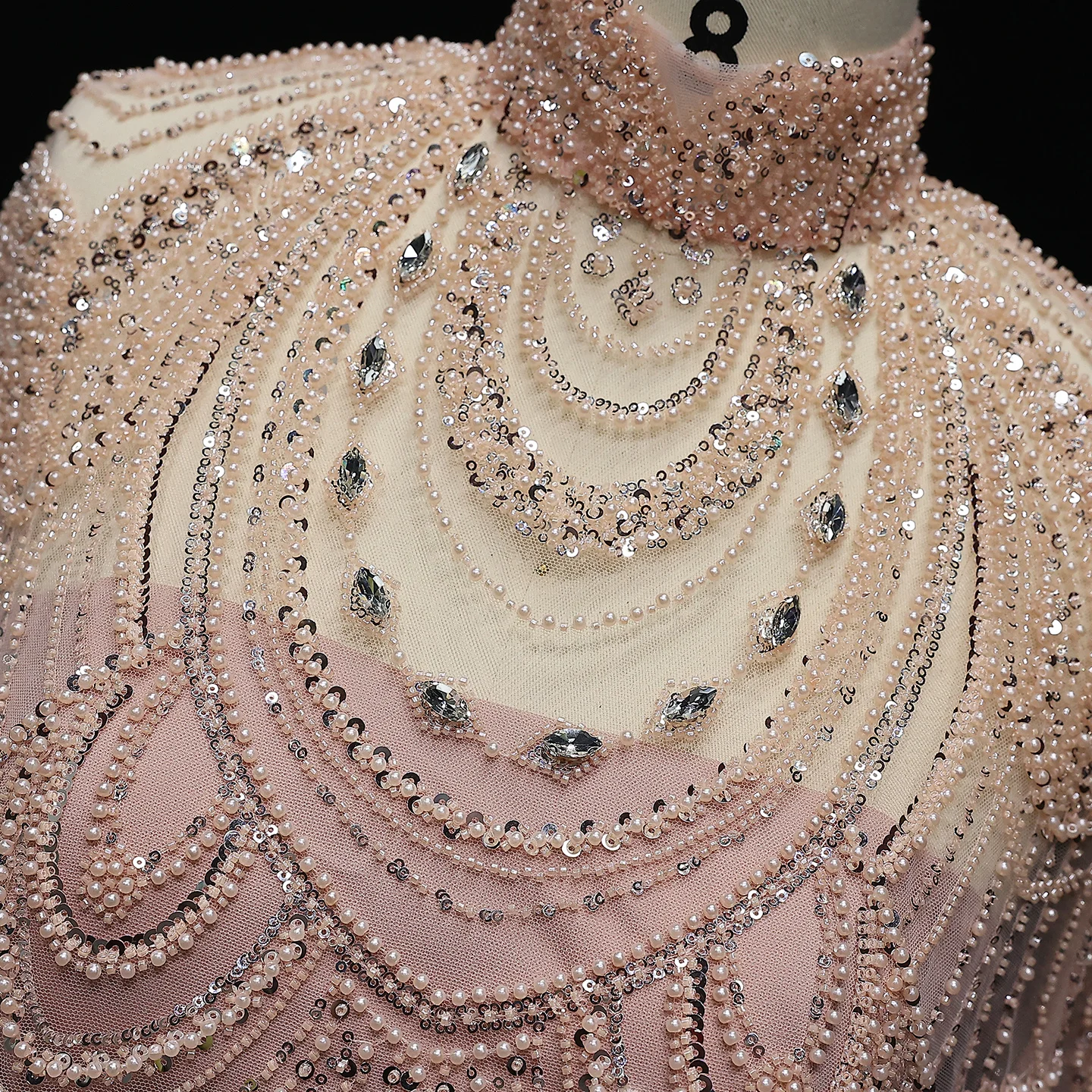 Sharon Said Luxuriöses Perlenbesetztes Dubai Nude Abendkleid für Arabische Frauen Hochzeit Eleganter Kaftan Formelle Partykleider SS780 Maßanfertigung – Detail 25