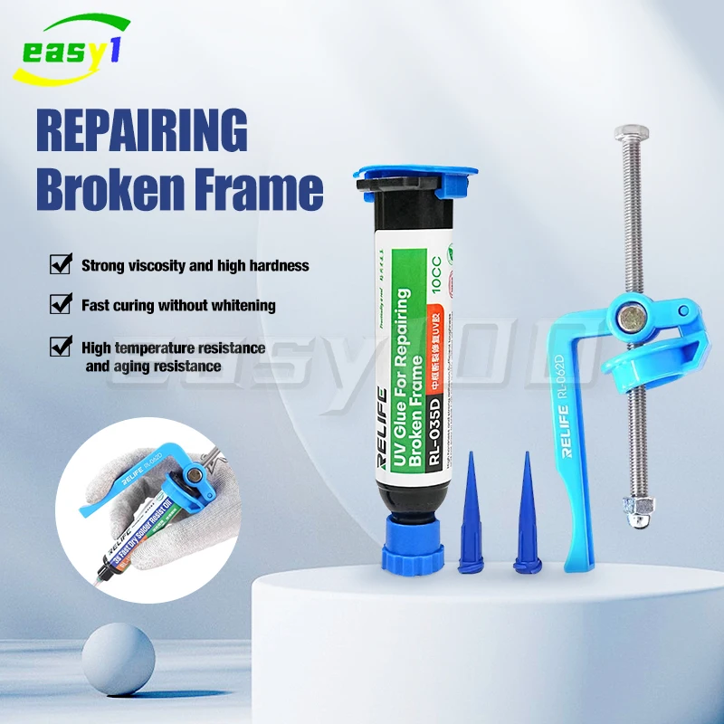 

RELIFE RL-035D Repairing Broken Frame UV Glue Strong adhesion and high hardness,Fast curing without whitening Repair tools